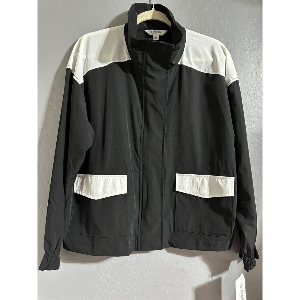 Isabella Activewear Women's Cropped Bomber Jacket Forza Stretch Size M NWT